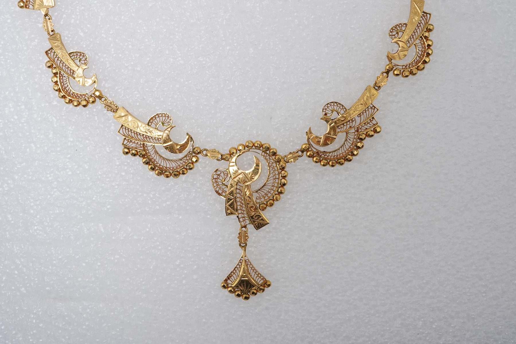 A gold necklace